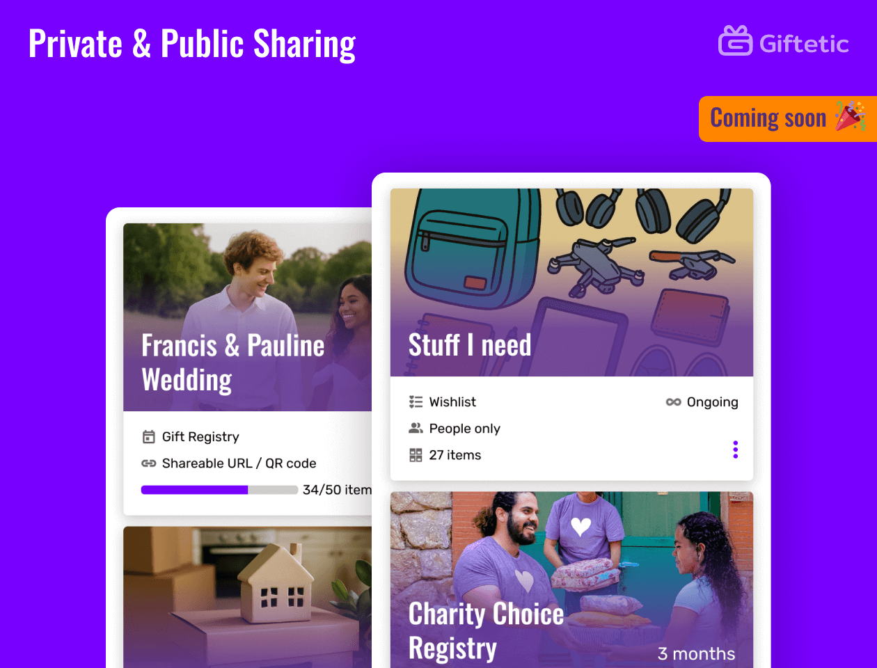Private & Public Sharing feature of Giftetic